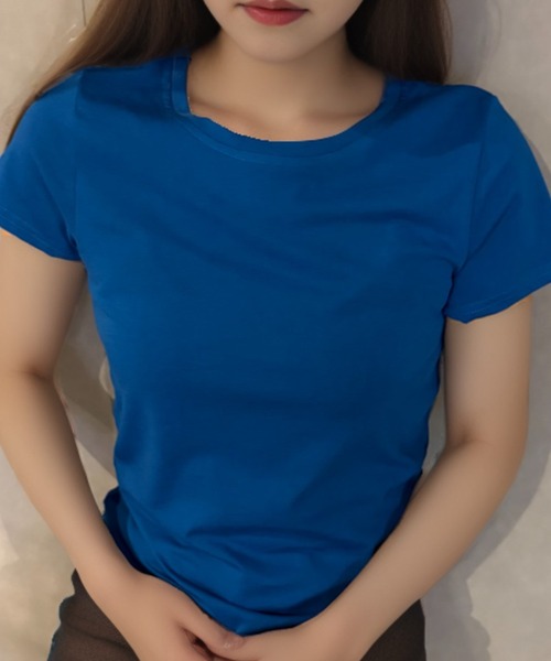 Girly Doll(ガーリードール)の「ベーシックカラーTシャツ(Tシャツ/カットソー・レディース・ブルー/ライトブルー/ライトグリーン/グリーン・F)」の9枚目の写真