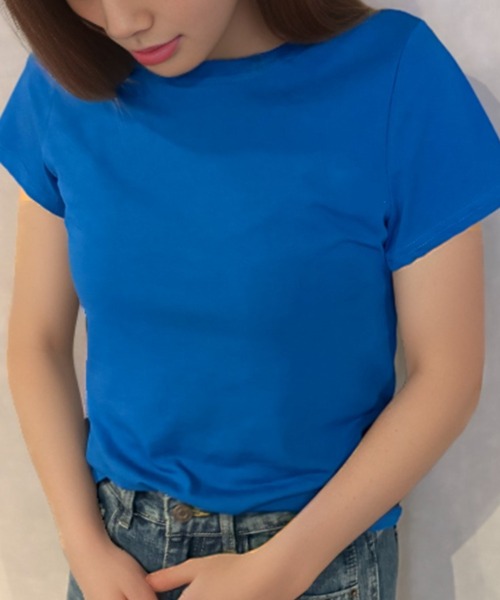 Girly Doll(ガーリードール)の「ベーシックカラーTシャツ(Tシャツ/カットソー・レディース・ブルー/ライトブルー/ライトグリーン/グリーン・F)」の10枚目の写真