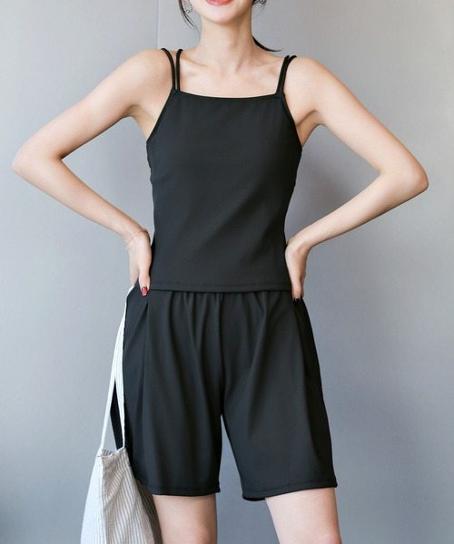 TeddyShop(テディショップ)の「レディース水着 ダブルストラップバックシャンキャミビキニ+ショートパンツ 上下3点セット(水着・レディース・ブラウン/ブラック/ブラウン系その他/ピンク/ベージュ×ブラック/ベージュ・S/LL/L/M)」の20枚目の写真