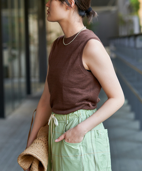 セール】IENA LA BOUCLE Linen ミニ裏毛ノースリーブ（ニット