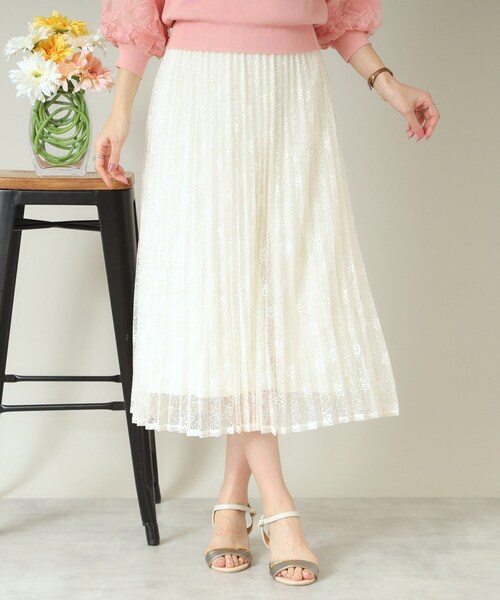 ITS'DEMO（イッツデモ）の「【ウエストゴム／手洗い可】レースプリーツスカート（スカート・レディース・ブラック/アイボリー/ベビーピンク/ライトグレー・00）」の3枚目の写真