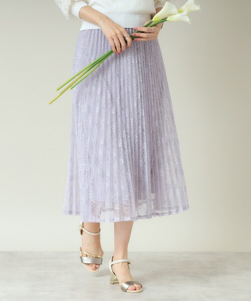 ITS'DEMO（イッツデモ）の「【ウエストゴム／手洗い可】レースプリーツスカート（スカート・レディース・ブラック/アイボリー/ベビーピンク/ライトグレー・00）」の2枚目の写真