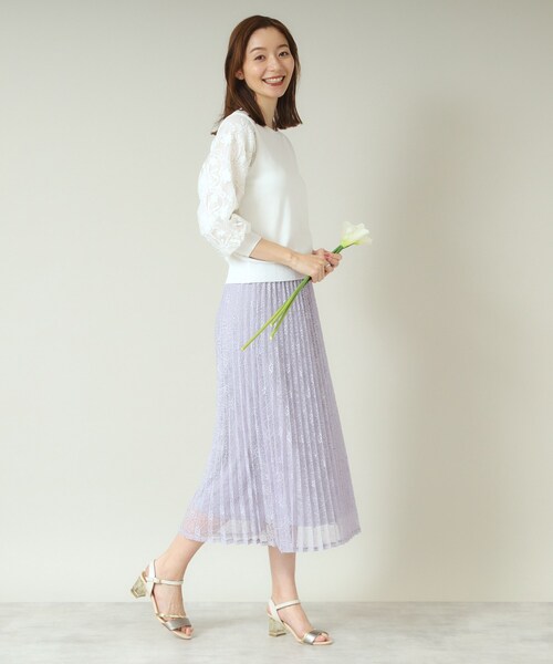 ITS'DEMO（イッツデモ）の「【ウエストゴム／手洗い可】レースプリーツスカート（スカート・レディース・ブラック/アイボリー/ベビーピンク/ライトグレー・00）」の5枚目の写真