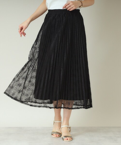 ITS'DEMO（イッツデモ）の「【ウエストゴム／手洗い可】レースプリーツスカート（スカート・レディース・ブラック/アイボリー/ベビーピンク/ライトグレー・00）」の22枚目の写真