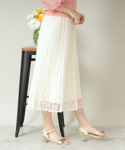 ITS'DEMO（イッツデモ）の「【ウエストゴム／手洗い可】レースプリーツスカート（スカート・レディース・ブラック/アイボリー/ベビーピンク/ライトグレー・00）」の21枚目の写真