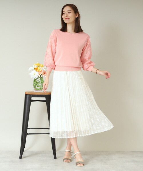 ITS'DEMO（イッツデモ）の「【ウエストゴム／手洗い可】レースプリーツスカート（スカート・レディース・ブラック/アイボリー/ベビーピンク/ライトグレー・00）」の19枚目の写真