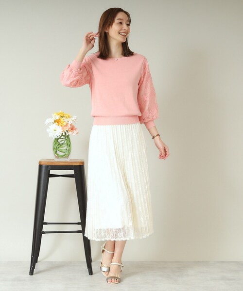 ITS'DEMO（イッツデモ）の「【ウエストゴム／手洗い可】レースプリーツスカート（スカート・レディース・ブラック/アイボリー/ベビーピンク/ライトグレー・00）」の17枚目の写真