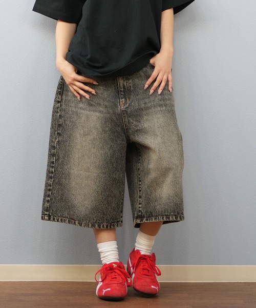 美品 ヴィクトリアス 刺繍 ハーフパンツ デニムパンツ 太パン 09 美品 ヴィクトリアス 刺繍 ハーフパンツ デニムパンツ 太パン 09