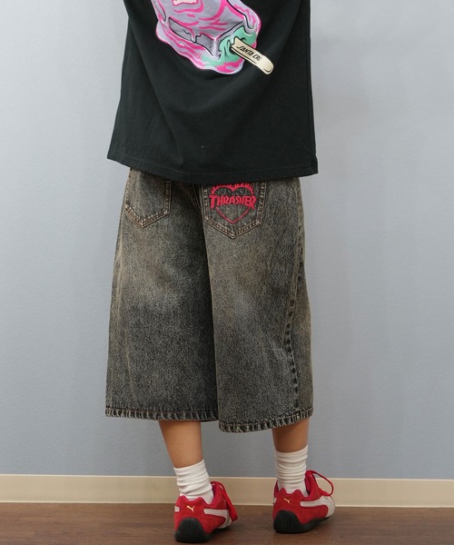 テンダーパーソン フレームパターン ハーフパンツ デニムパンツ タグ