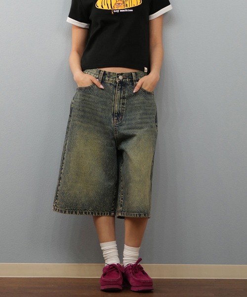 THRASHER（スラッシャー）の「【ユニセックス】THRASHER/スラッシャー ハーフパンツ/刺繍/デニムパンツ 253TH2SP043（デニムパンツ・レディース・ダークインディゴブルー/ライトインディゴブルー・M/S）」の7枚目の写真