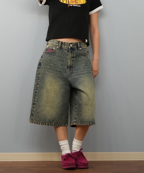 THRASHER（スラッシャー）の「【ユニセックス】THRASHER/スラッシャー ハーフパンツ/刺繍/デニムパンツ 253TH2SP043（デニムパンツ・レディース・ダークインディゴブルー/ライトインディゴブルー・M/S）」の8枚目の写真