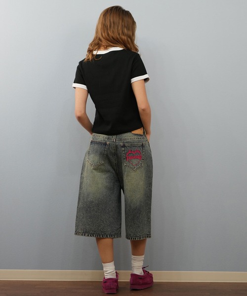 THRASHER（スラッシャー）の「【ユニセックス】THRASHER/スラッシャー ハーフパンツ/刺繍/デニムパンツ 253TH2SP043（デニムパンツ・レディース・ダークインディゴブルー/ライトインディゴブルー・M/S）」の11枚目の写真