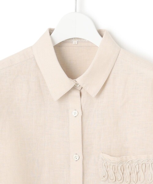 23区 L(ニジュウサンクオオキイサイズ)の「【洗える】LIBECO クロップド シャツ(シャツ/ブラウス・レディース・ダークブラウン系1/ベージュ系/ネイビー系/ふじ色系1/ホワイト系・44/46)」の22枚目の写真