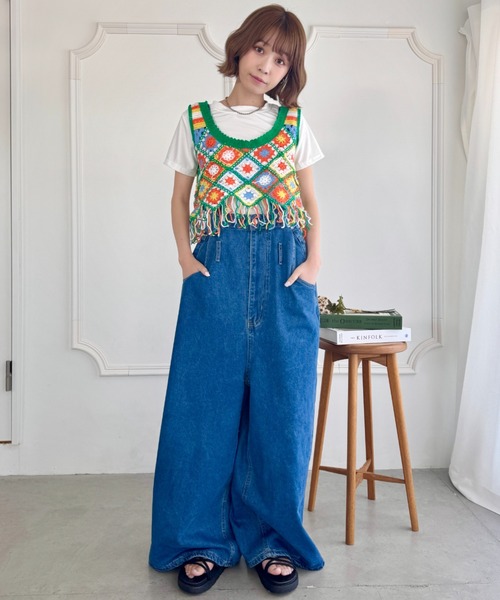LEINWANDE◆ビスチェ/ベスト/FREE/リネン/ブラック/チェック/0220030604 Baum und Pferdgarten / Flower Jacquard ビスチェ(セットアップ可)