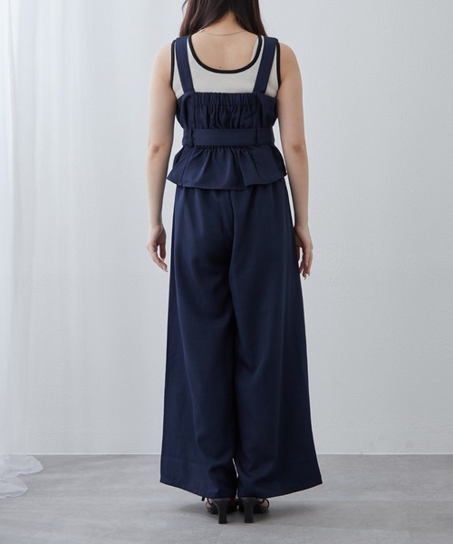 Remind me and forever(リマインドミーアンドフォーエバー)の「【2枚セット】麻風素材の色々ぼたんキャミ+パンツセット(ワンピース・レディース・カーキ/チャコールグレー/ネイビー/グレイッシュベージュ・FREE)」の20枚目の写真