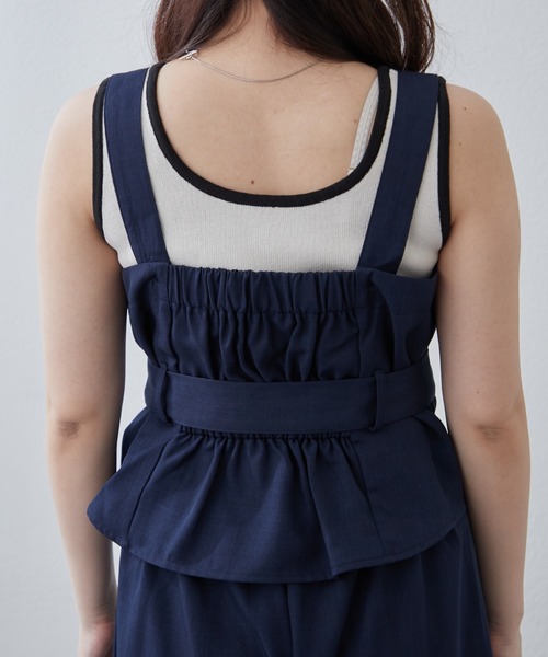 Remind me and forever(リマインドミーアンドフォーエバー)の「【2枚セット】麻風素材の色々ぼたんキャミ+パンツセット(ワンピース・レディース・カーキ/チャコールグレー/ネイビー/グレイッシュベージュ・FREE)」の21枚目の写真