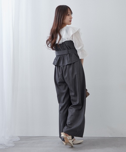 Remind me and forever(リマインドミーアンドフォーエバー)の「【2枚セット】麻風素材の色々ぼたんキャミ+パンツセット(ワンピース・レディース・カーキ/チャコールグレー/ネイビー/グレイッシュベージュ・FREE)」の17枚目の写真