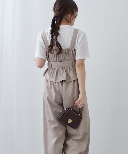 Remind me and forever(リマインドミーアンドフォーエバー)の「【2枚セット】麻風素材の色々ぼたんキャミ+パンツセット(ワンピース・レディース・カーキ/チャコールグレー/ネイビー/グレイッシュベージュ・FREE)」の10枚目の写真