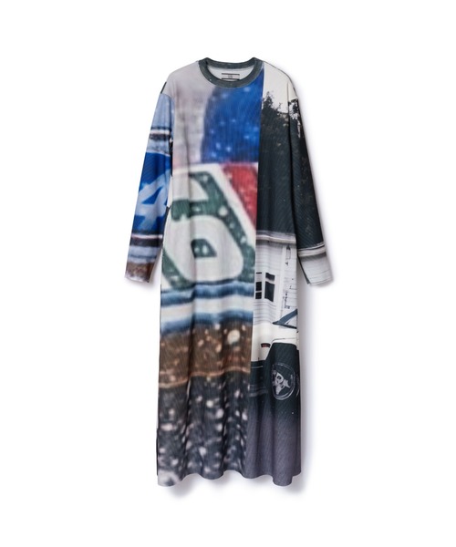 NON TOKYO/ノントーキョー/PRINT RIB L/S ONE-PIECE(A-C)（ワンピース  