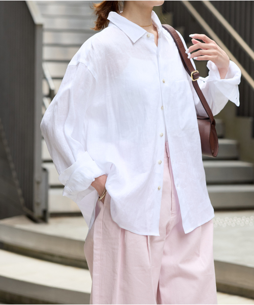JOURNAL STANDARD(ジャーナルスタンダード)の「リネンレギュラーカラーシャツ(シャツ/ブラウス・レディース・ホワイト/ピンク/ネイビー/イエロー・FREE)」の15枚目の写真