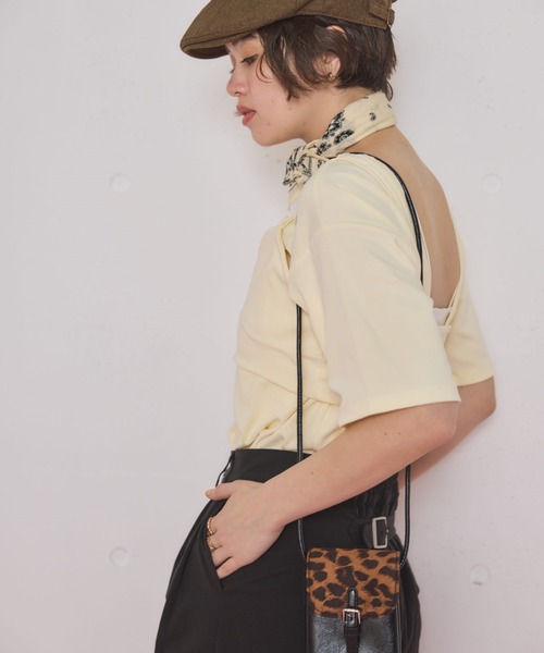 MIRROR STOKE（ミラーストーク）の「【ZOZO限定／追加】BACK OPEN TSHIRT×STICH BUSTER/バックオープンティーシャツ×ステッチビスチェ（セットアイテム）（Tシャツ/カットソー・レディース・イエロー/グレー・MEDIUM）」の17枚目の写真