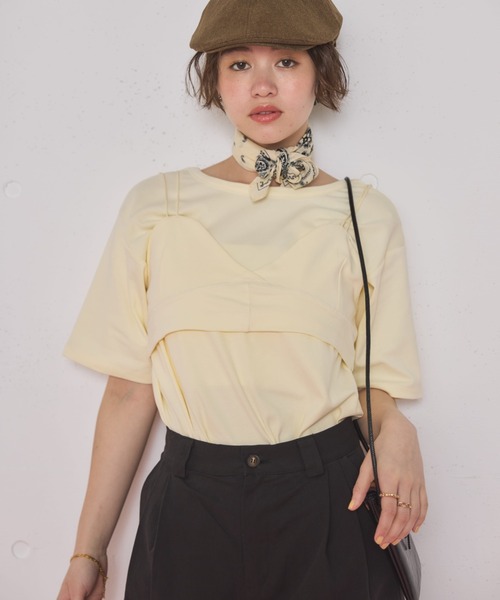 MIRROR STOKE（ミラーストーク）の「【ZOZO限定／追加】BACK OPEN TSHIRT×STICH BUSTER/バックオープンティーシャツ×ステッチビスチェ（セットアイテム）（Tシャツ/カットソー・レディース・イエロー/グレー・MEDIUM）」の18枚目の写真