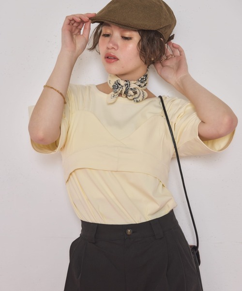 MIRROR STOKE（ミラーストーク）の「【ZOZO限定／追加】BACK OPEN TSHIRT×STICH BUSTER/バックオープンティーシャツ×ステッチビスチェ（セットアイテム）（Tシャツ/カットソー・レディース・イエロー/グレー・MEDIUM）」の19枚目の写真