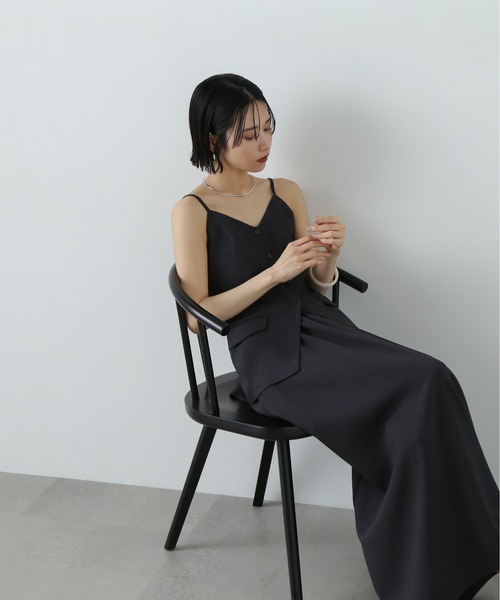 N.（N. Natural Beauty Basic）（エヌエヌナチュラルビューティーベーシック）の「ビスチェトップ＆スカートセット（ワンピース・レディース・ベージュ/チャコールグレー・MEDIUM）」の6枚目の写真