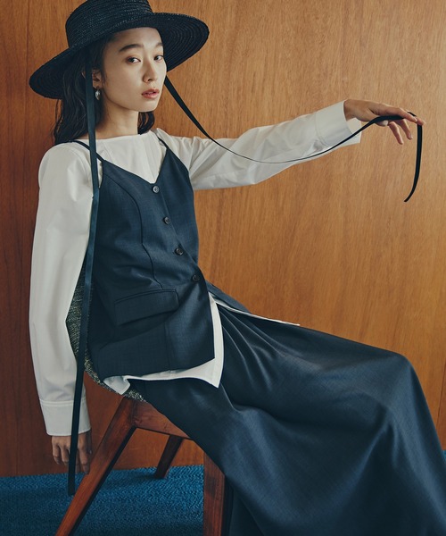 N.（N. Natural Beauty Basic）（エヌエヌナチュラルビューティーベーシック）の「ビスチェトップ＆スカートセット（ワンピース・レディース・ベージュ/チャコールグレー・MEDIUM）」の5枚目の写真