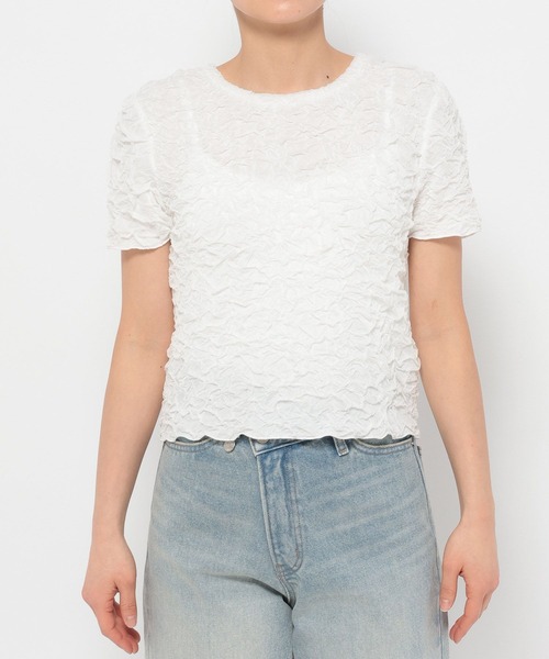 LOWRYS FARM（ローリーズファーム）の「シャーリングSS 　325104（Tシャツ/カットソー・レディース・オフホワイト/ブラック/アイボリー・FREE）」の12枚目の写真