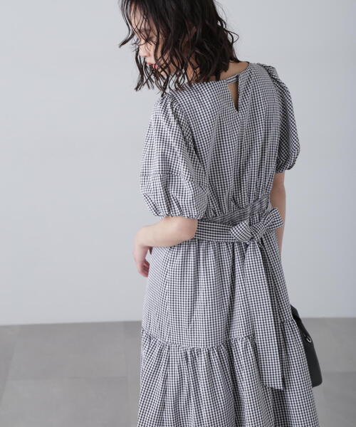 FREE'S MART（フリーズマート）の「◆【3サイズ展開XS-M】ランタンスリーブバックリボンワンピース【低身長サイズ有】（ワンピース・レディース・ホワイト/イエロー/ブラック/ブラック系その他・X-SMALL/SMALL/MEDIUM）」の3枚目の写真