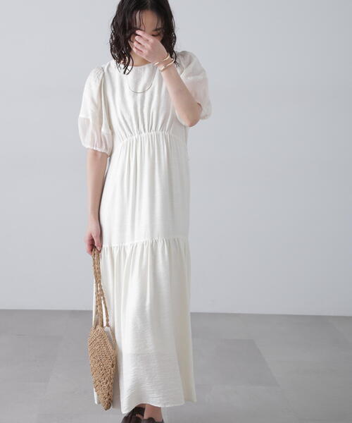 FREE'S MART（フリーズマート）の「◆【3サイズ展開XS-M】ランタンスリーブバックリボンワンピース【低身長サイズ有】（ワンピース・レディース・ホワイト/イエロー/ブラック/ブラック系その他・X-SMALL/SMALL/MEDIUM）」の6枚目の写真