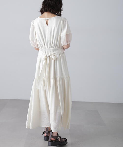 FREE'S MART（フリーズマート）の「◆【3サイズ展開XS-M】ランタンスリーブバックリボンワンピース【低身長サイズ有】（ワンピース・レディース・ホワイト/イエロー/ブラック/ブラック系その他・X-SMALL/SMALL/MEDIUM）」の8枚目の写真