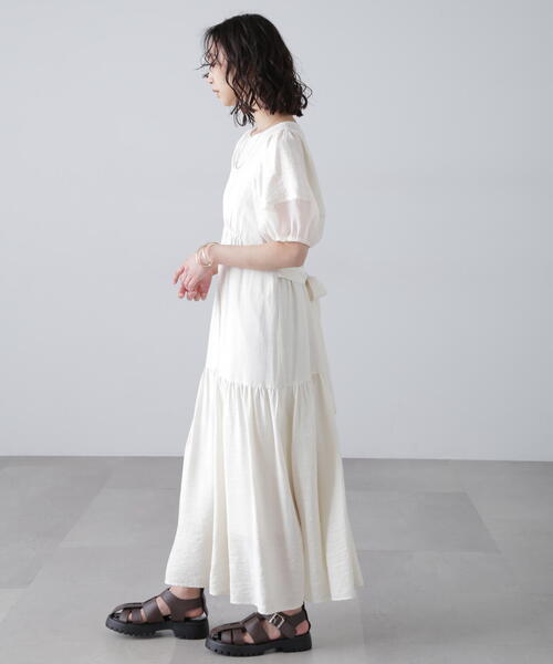 FREE'S MART（フリーズマート）の「◆【3サイズ展開XS-M】ランタンスリーブバックリボンワンピース【低身長サイズ有】（ワンピース・レディース・ホワイト/イエロー/ブラック/ブラック系その他・X-SMALL/SMALL/MEDIUM）」の12枚目の写真