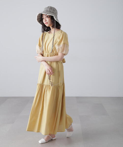 FREE'S MART（フリーズマート）の「◆【3サイズ展開XS-M】ランタンスリーブバックリボンワンピース【低身長サイズ有】（ワンピース・レディース・ホワイト/イエロー/ブラック/ブラック系その他・X-SMALL/SMALL/MEDIUM）」の21枚目の写真