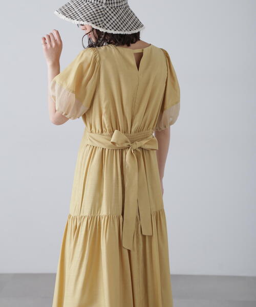 FREE'S MART（フリーズマート）の「◆【3サイズ展開XS-M】ランタンスリーブバックリボンワンピース【低身長サイズ有】（ワンピース・レディース・ホワイト/イエロー/ブラック/ブラック系その他・X-SMALL/SMALL/MEDIUM）」の22枚目の写真