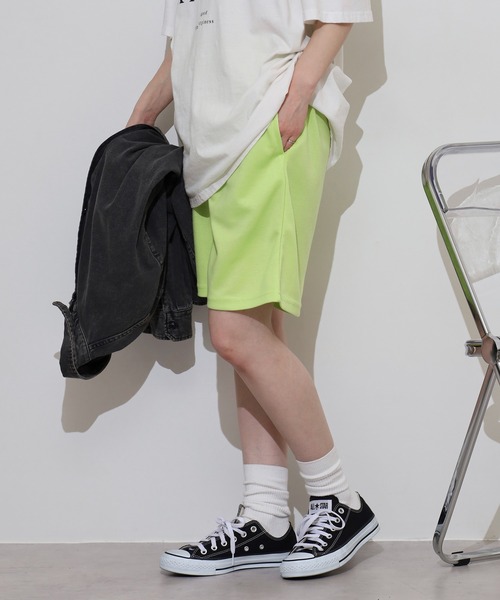 FUNALIVE（ファンアライブ）の「Neon color Leopard shorts / ネオンカラー/レオパード ハーフパンツ unisex（スウェットパンツ・メンズ・イエロー/ベージュ/ブラック/チャコールグレー/チャコール/杢グレー/グリーン/イエロー系1/オレンジ/グリーン系1・M/L/XL）」の18枚目の写真