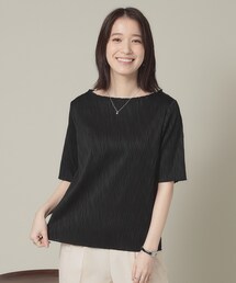 ITS'DEMO | ◆【洗濯機OK】ジャカード5分袖プルオーバー(Tシャツ/カットソー)