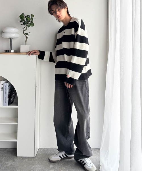 Java(ジャバ)の「《JaVaジャバコラボ》クラシカル×モダンな一枚。ラガーデザインリラックスニット(長袖)(ニット/セーター・メンズ・カーキ系/ブラック×グレー/ブラック/ブラック×ホワイト・LARGE/X-LARGE/SMALL/MEDIUM)」の21枚目の写真