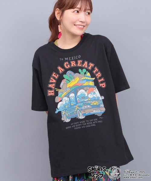 チチカカ（チチカカ）の「スマーフ コラボレーション メキシコバスプリントTシャツ【ユニセックス】（Tシャツ/カットソー・メンズ・その他1/ブラック・MEDIUM/LARGE）」の2枚目の写真