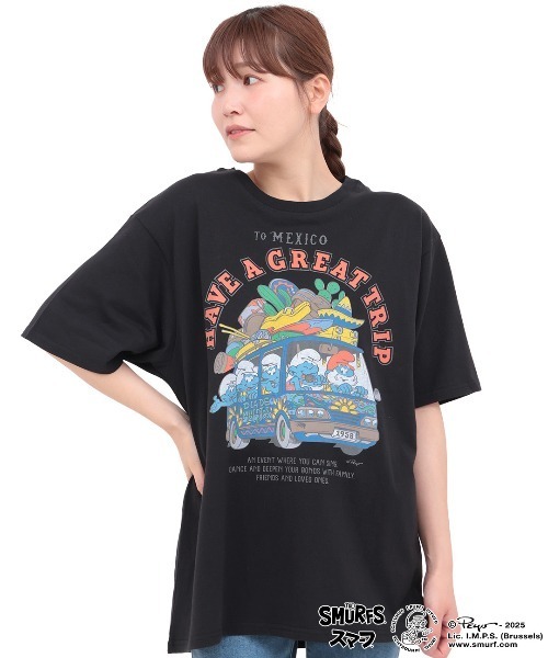 チチカカ（チチカカ）の「スマーフ コラボレーション メキシコバスプリントTシャツ【ユニセックス】（Tシャツ/カットソー・メンズ・その他1/ブラック・MEDIUM/LARGE）」の6枚目の写真