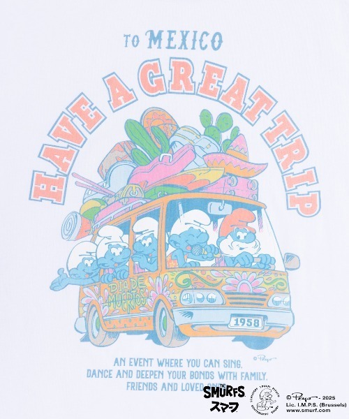 チチカカ（チチカカ）の「スマーフ コラボレーション メキシコバスプリントTシャツ【ユニセックス】（Tシャツ/カットソー・メンズ・その他1/ブラック・MEDIUM/LARGE）」の12枚目の写真