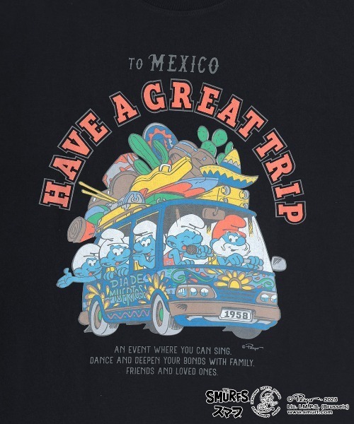 チチカカ（チチカカ）の「スマーフ コラボレーション メキシコバスプリントTシャツ【ユニセックス】（Tシャツ/カットソー・メンズ・その他1/ブラック・MEDIUM/LARGE）」の13枚目の写真