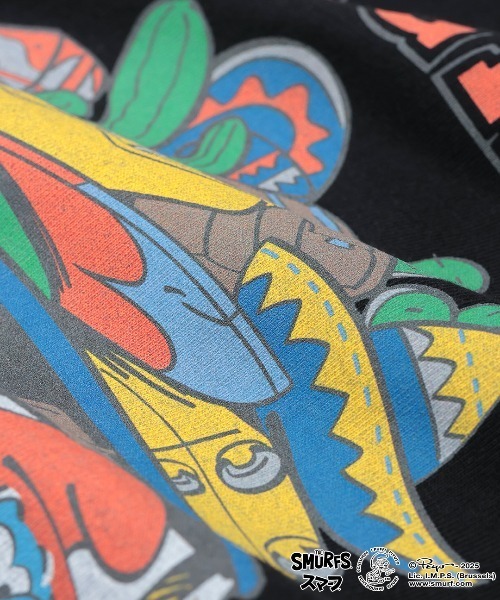 チチカカ（チチカカ）の「スマーフ コラボレーション メキシコバスプリントTシャツ【ユニセックス】（Tシャツ/カットソー・メンズ・その他1/ブラック・MEDIUM/LARGE）」の15枚目の写真
