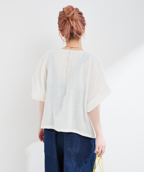 新品　B.C STOCK リネンブレンドメッシュSSドルマンブルゾン　ベージュ ベーセーストック B.C STOCK 《予約》手洗い可 / リネンブレンド
