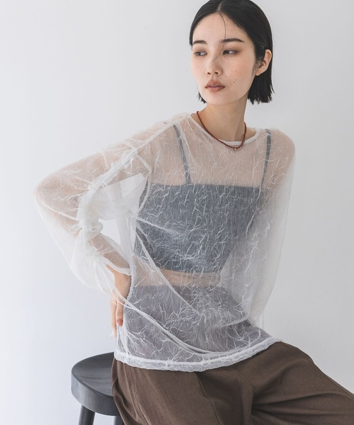セール】プリーツワッシャーシアープルオーバー/494479（Tシャツ