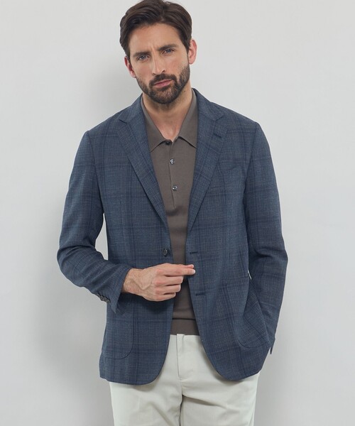 MACKINTOSH LONDON（マッキントッシュ ロンドン）の「【BREASY JACKET】ブッチャーリネンチェックジャケット（テーラードジャケット・メンズ・ブルー系その他7/グレー系その他・36/38/40）」の2枚目の写真