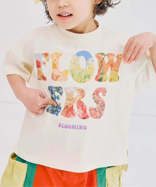 p.premier(ピードットプルミエ)の「FLOWERSフォトプリント半袖Tシャツ(Tシャツ/カットソー・キッズ・オフホワイト/ライトイエロー/サックスブルー・80/90/100/110/120/130/140)」の6枚目の写真