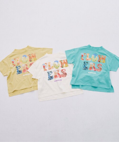 p.premier(ピードットプルミエ)の「FLOWERSフォトプリント半袖Tシャツ(Tシャツ/カットソー・キッズ・オフホワイト/ライトイエロー/サックスブルー・80/90/100/110/120/130/140)」の12枚目の写真