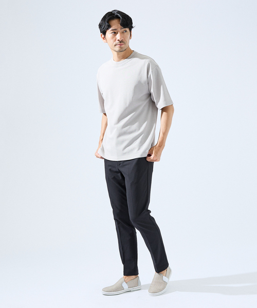 ABAHOUSE GRAY(アバハウスグレイ)の「【快適機能素材】ハイツイスト カノコ 半袖Tシャツ / ニットTシャツ(Tシャツ/カットソー・メンズ・ブラック/ホワイト/ライトグレー/ネイビー・46/48)」の12枚目の写真